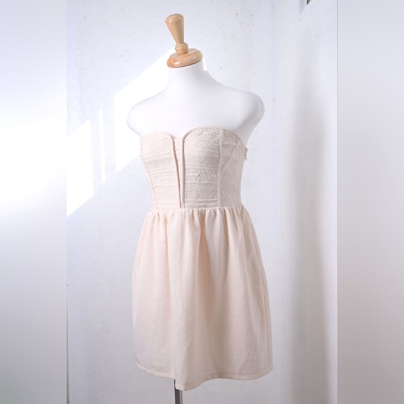 Staring at stars | pastel cute cream strapless womens dress barbiecore - Picture 1 of 14